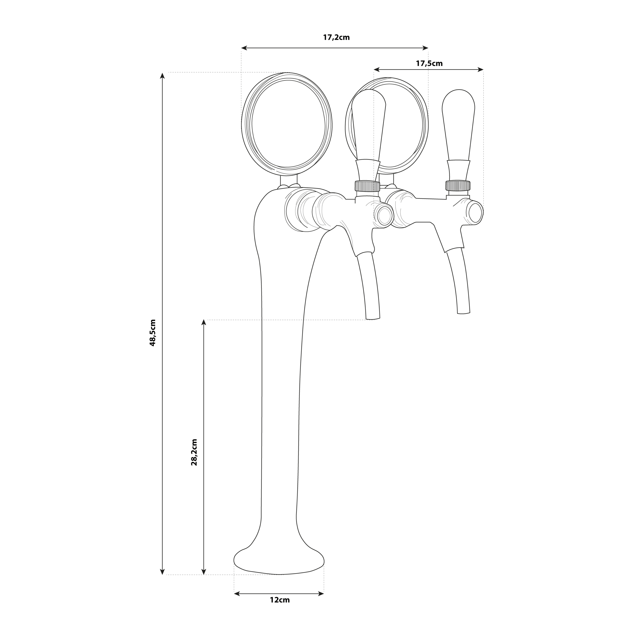Ice Colonnina Meccanica con medaglioni, rubinetto e compensatore - 2 e 3 Vie - immagine 2